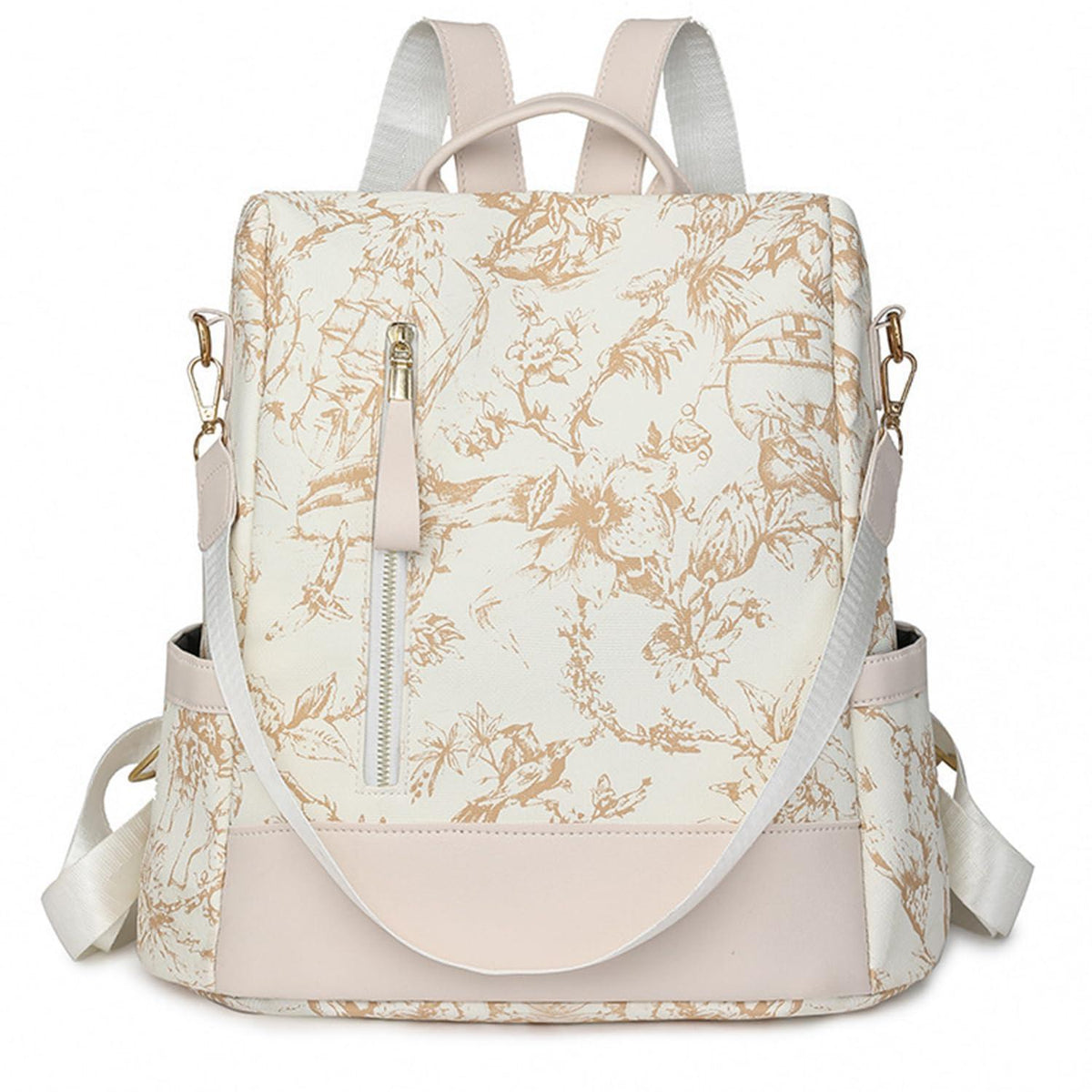 Wasserdichter Anti-Diebstahl Rucksack Damen – Beige Cityrucksack 32x14x33cm