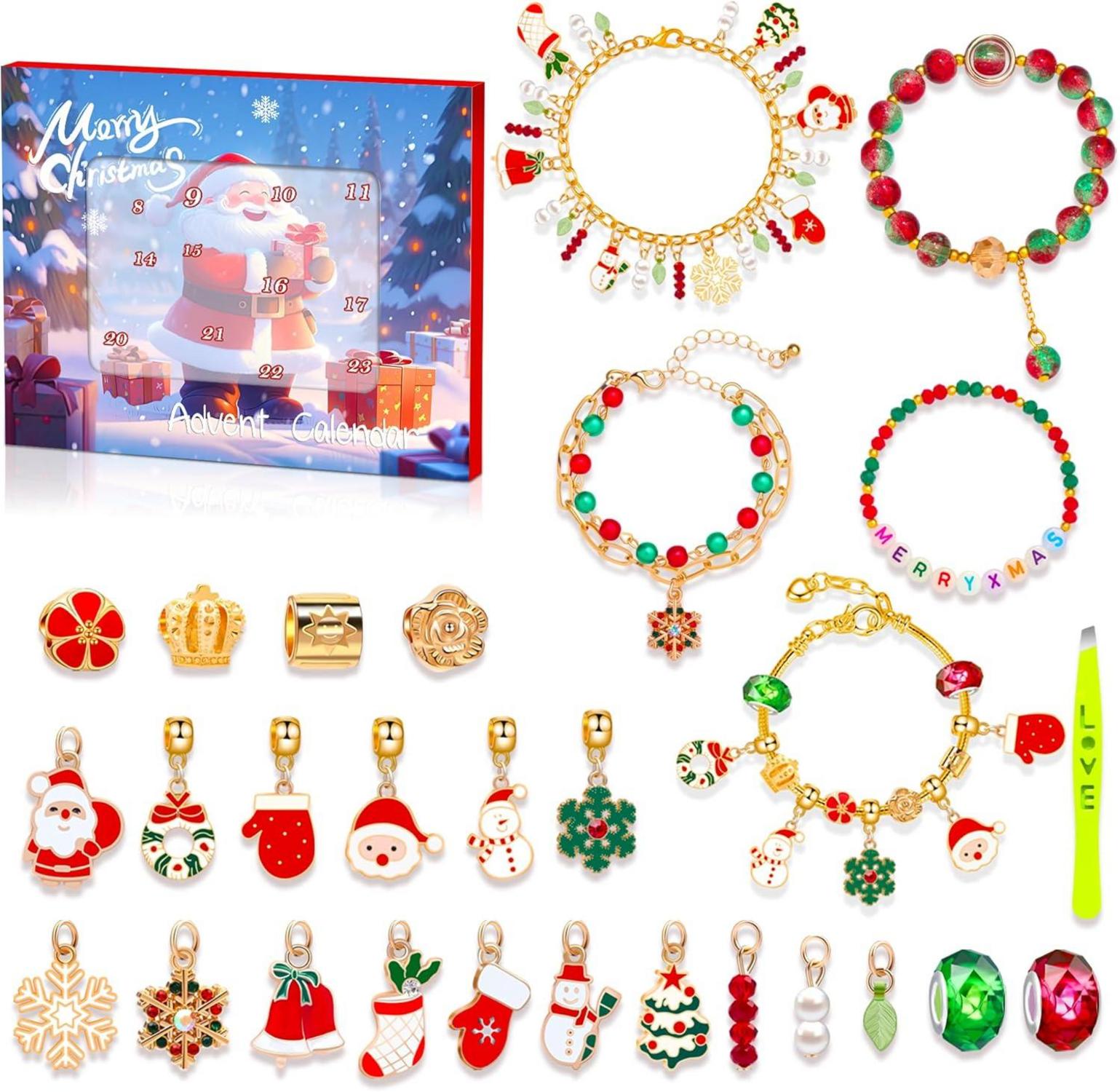 Adventskalender Armband 2024 Mädchen DIY Weihnachten Basteln Set