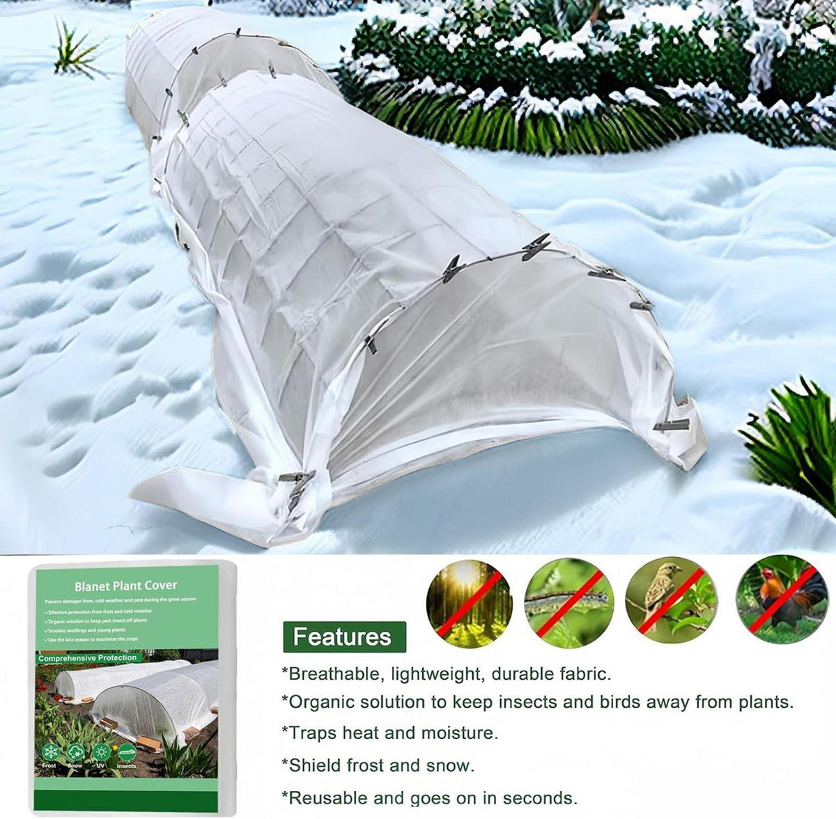 Winterschutzvlies Garten Pflanzenschutzvlies 32g/m² 2m*10m