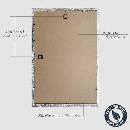 Vintage Weiß Bilderrahmen 40x60cm 3er Set Holzrahmen MDF