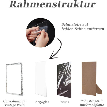 Vintage Weiß Bilderrahmen 40x60cm 3er Set Holzrahmen MDF