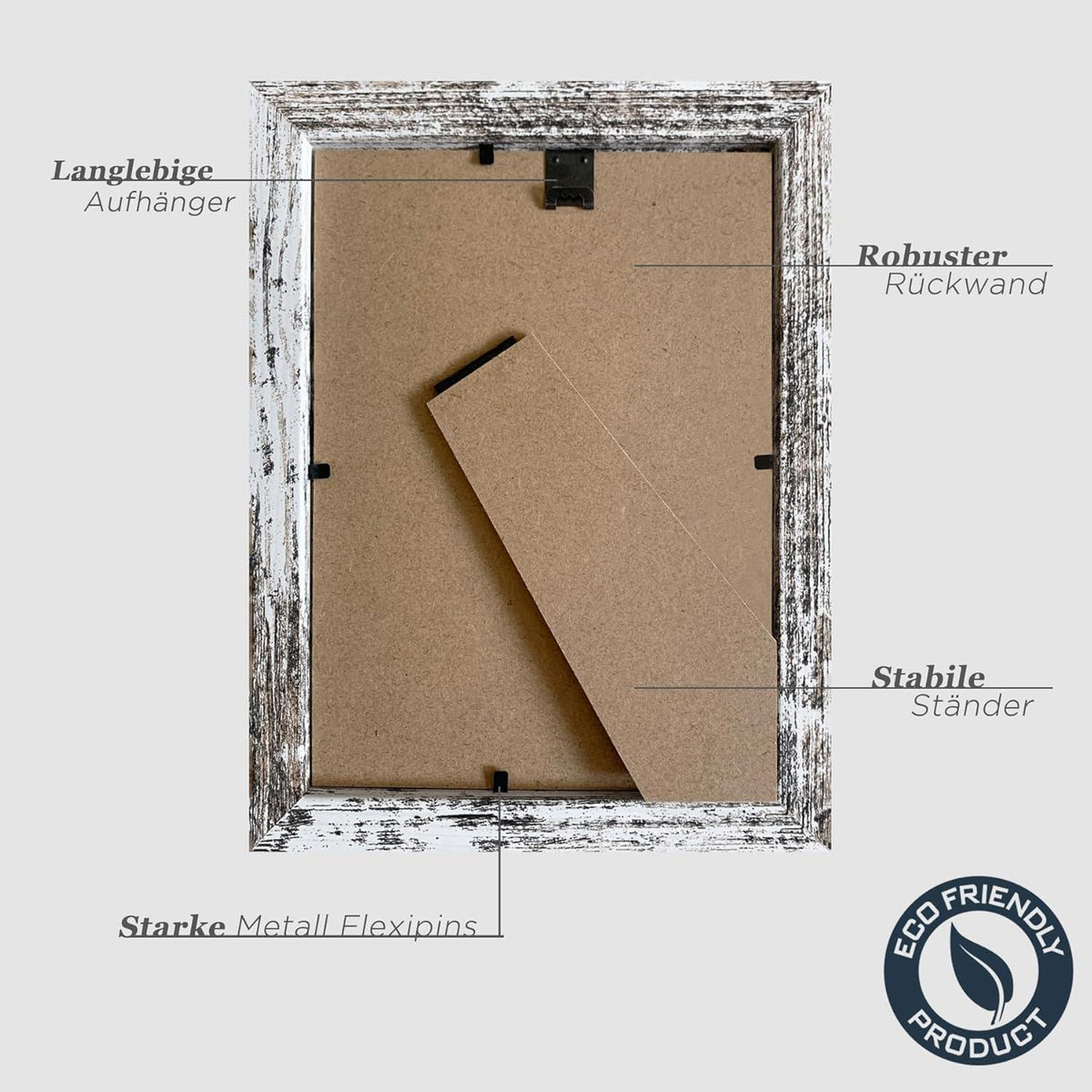 Weißer Vintage Bilderrahmen Set 13x18cm Holz MDF Rahmen