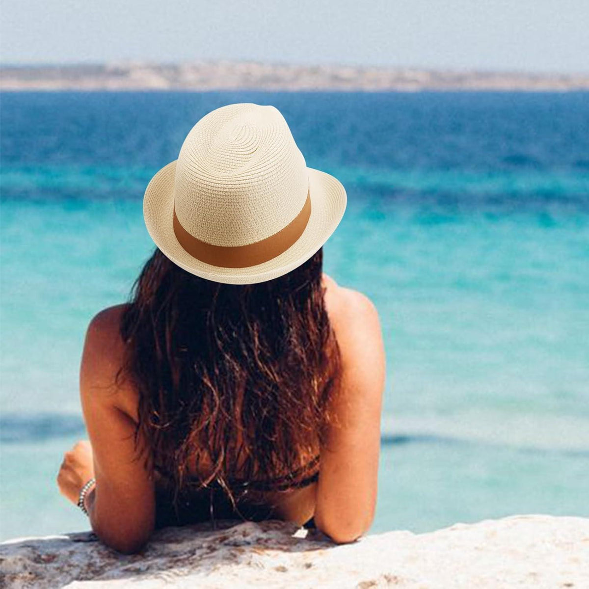 Damen Panama Hut mit breiter Krempe – Strohhut für Sommer & Strand