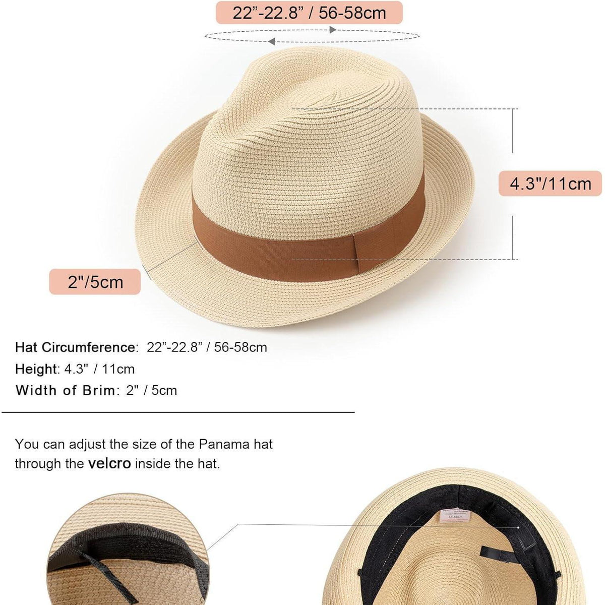 Damen Panama Hut mit breiter Krempe – Strohhut für Sommer & Strand