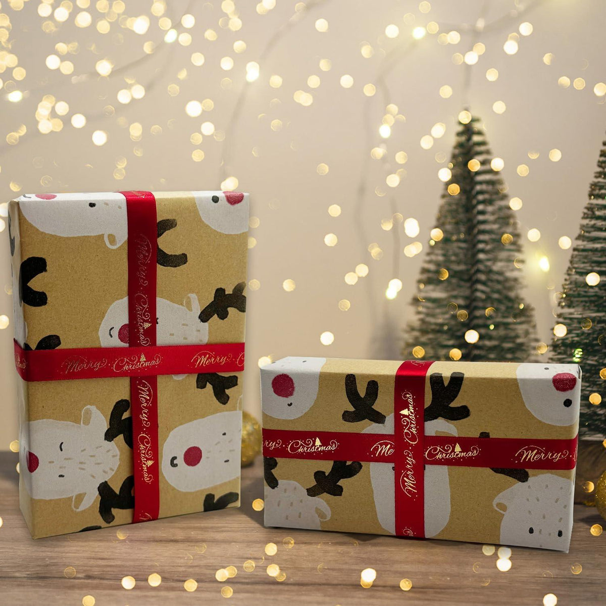 Geschenkpapierrolle Weihnachts-Geschenkpapier Kraftpapier Elch 76cm 12m