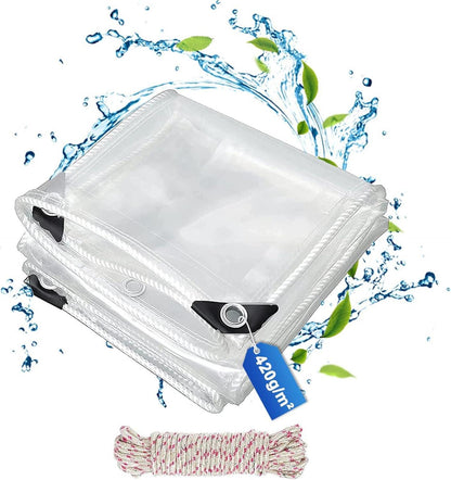 Abdeckplane Transparent 2x3m PVC 420g/m² Wasserdicht Ösen