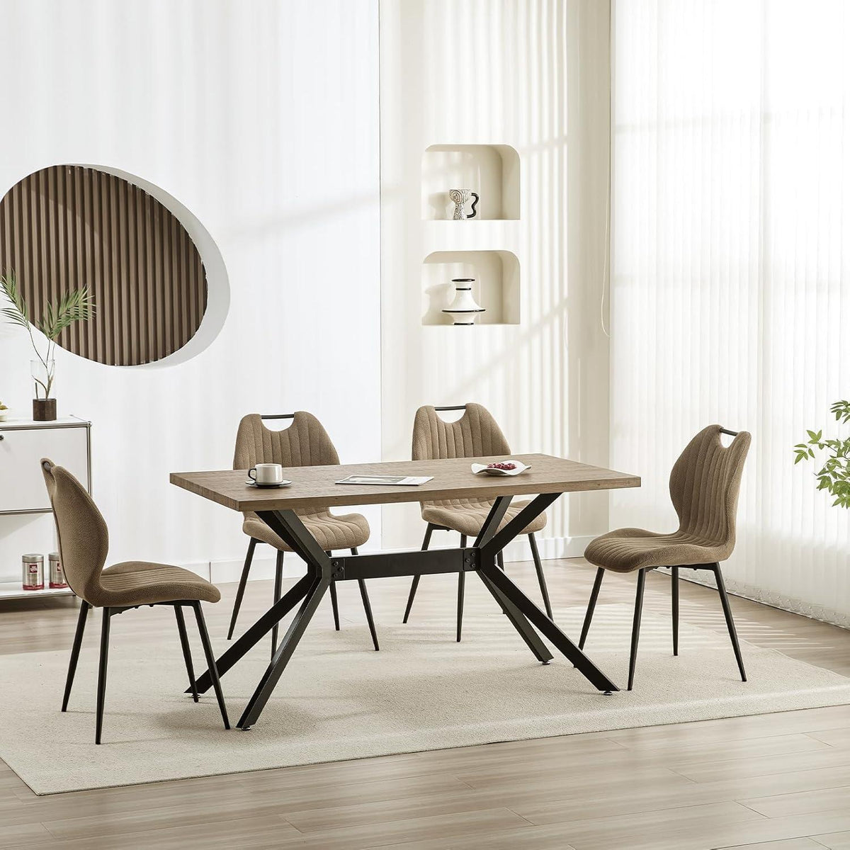 Esszimmerstühle 2er Set – Polsterstühle im skandinavischen Stil Khaki
