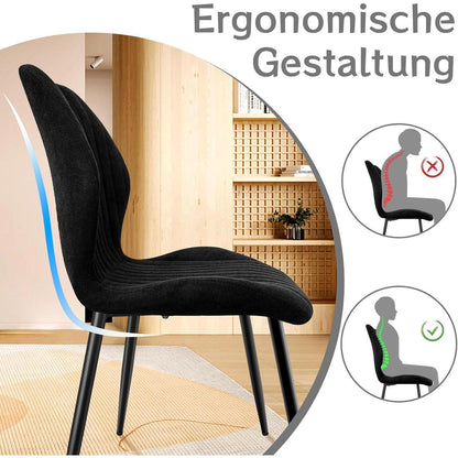 Esszimmerstühle 2er Set – Polsterstühle Schwarz/Schwarz