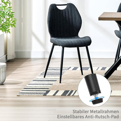 Esszimmerstühle 6er Set Dunkelgrau – Polsterstühle im Skandi-Stil