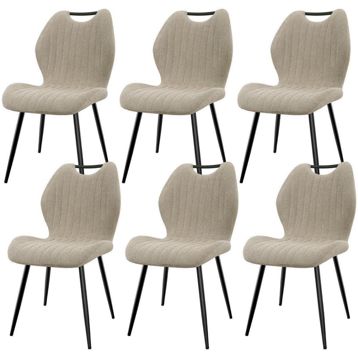 Esszimmerstühle 6er Set – Polsterstühle im skandinavischen Stil, Graubraun