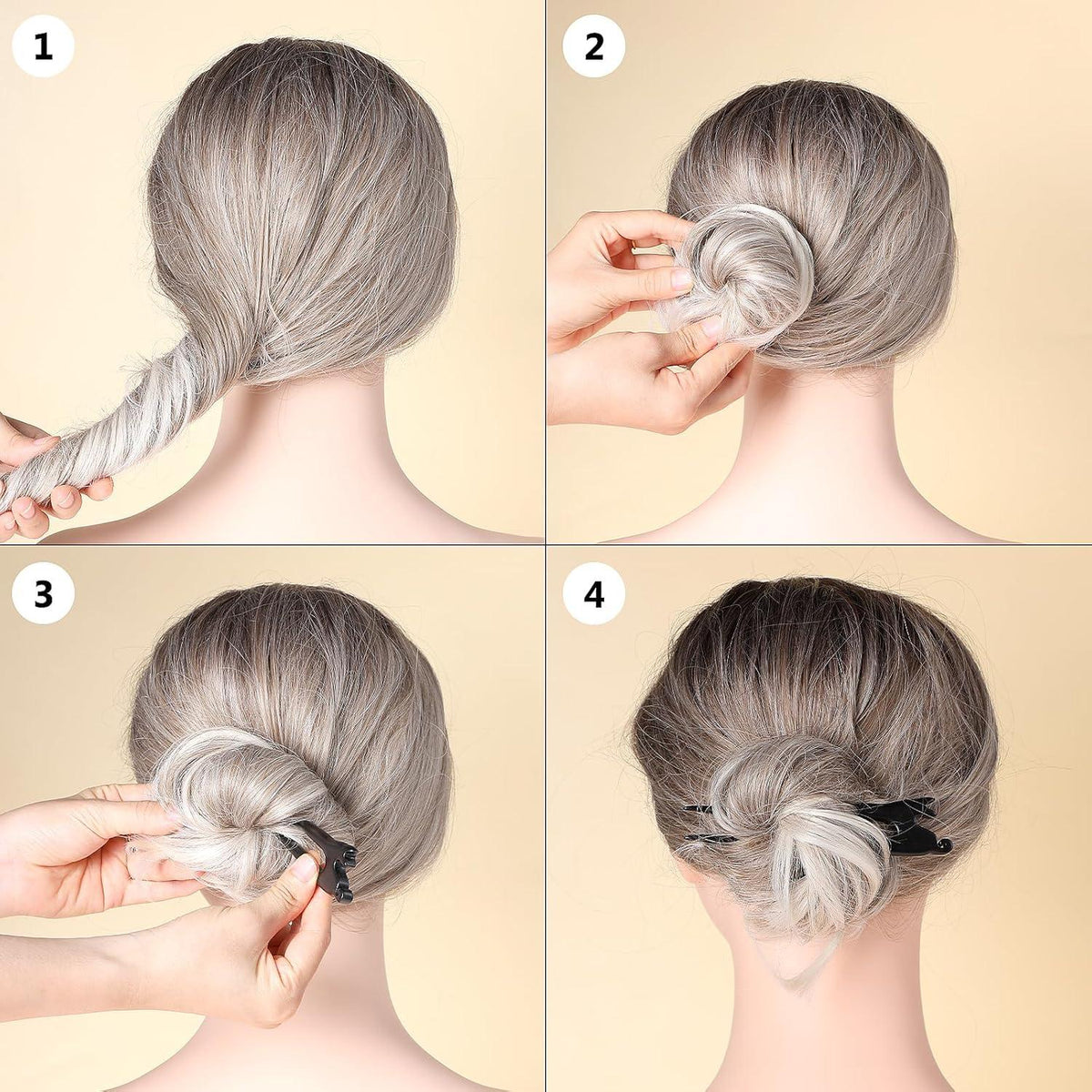 Französische Haarnadeln U-Form 13cm Chignon Bun Dutt Katzenmuster 2er Set