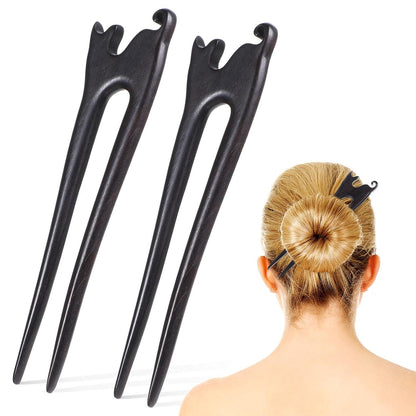 Französische Haarnadeln U-Form Holz 13cm Damen Friseursalon Katzenstil