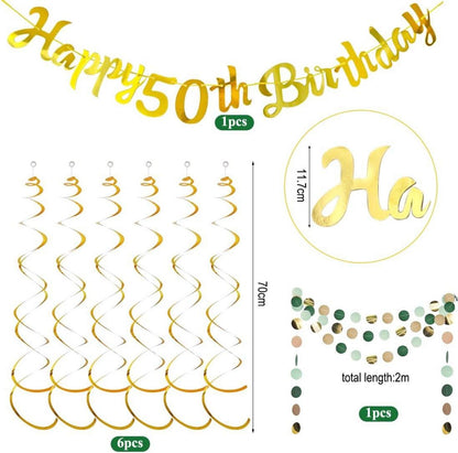 Geburtstagsdeko 50 Grün Gold Happy Birthday Party Set
