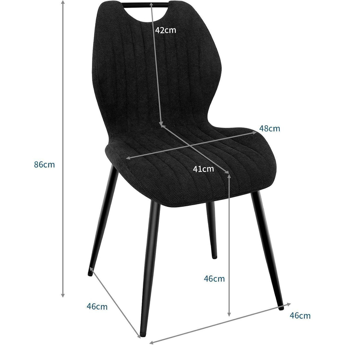 Esszimmerstühle 4er Set – Polsterstühle Schwarz mit Metallbeinen