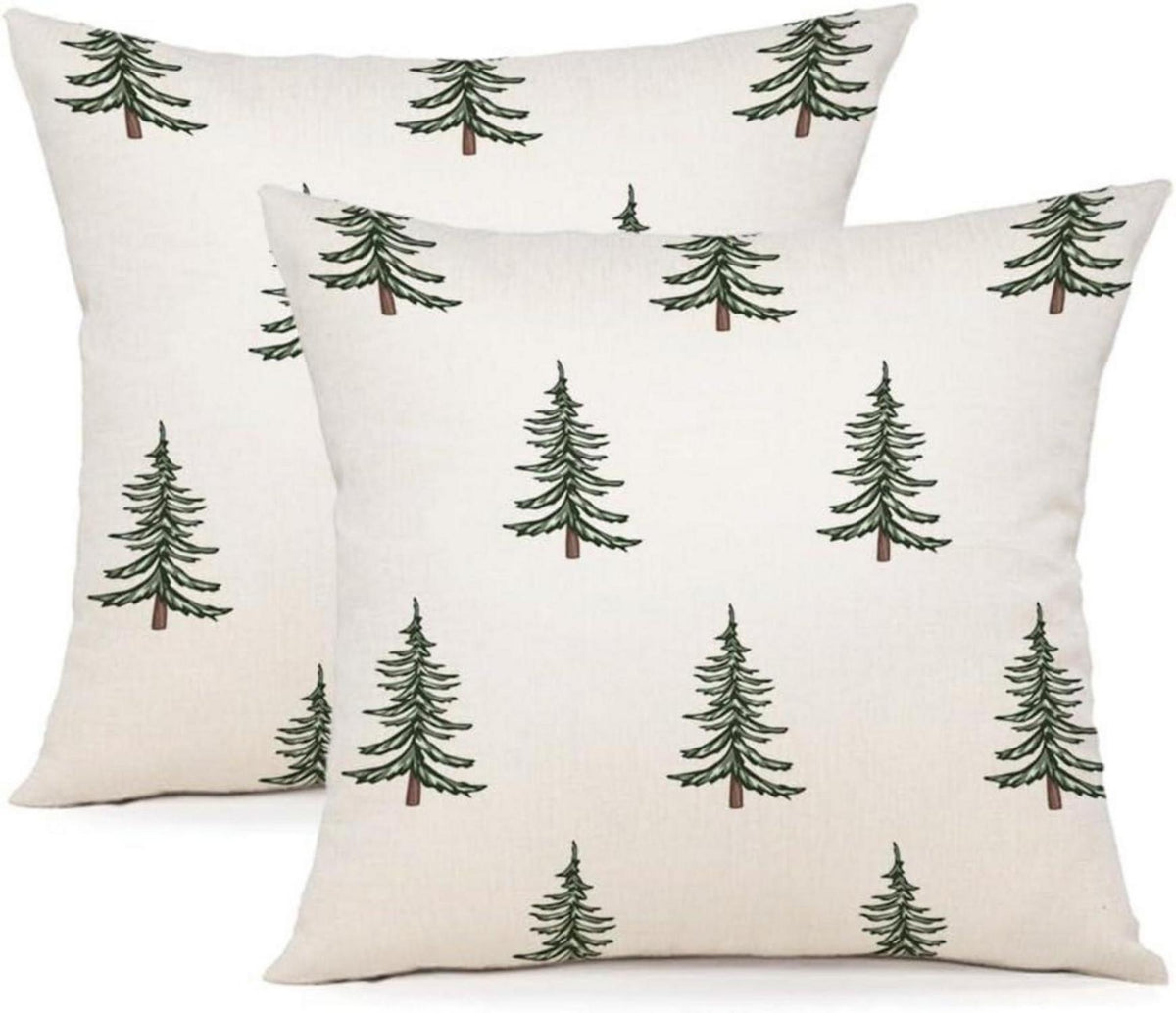 Weihnachten Kissenbezug Set Leinen Deko 45x45 cm 2er Sofa Schlafzimmer