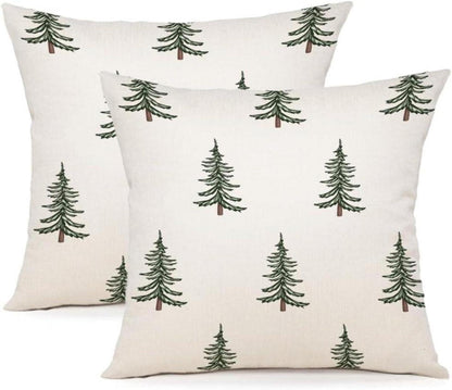 Weihnachten Kissenbezug Set Leinen Deko 45x45 cm 2er Sofa Schlafzimmer