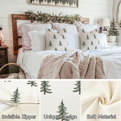 Weihnachts Kissenbezug 45x45 Leinen 2er Set Deko Sofa Schlafzimmer
