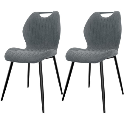 Esszimmerstühle 2er Set Grau | Polsterstühle mit Stoff & Metall