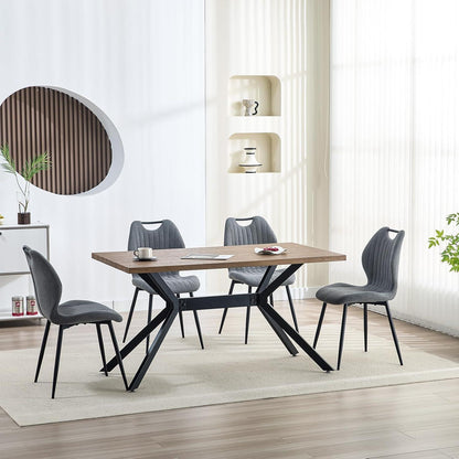 Esszimmerstühle Set 4 Grau – Polsterstühle mit Metallbeinen