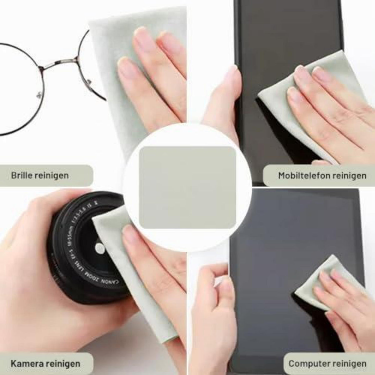 4x Brillenband Schwarz – Verstellbare Brillenkette mit Tuch