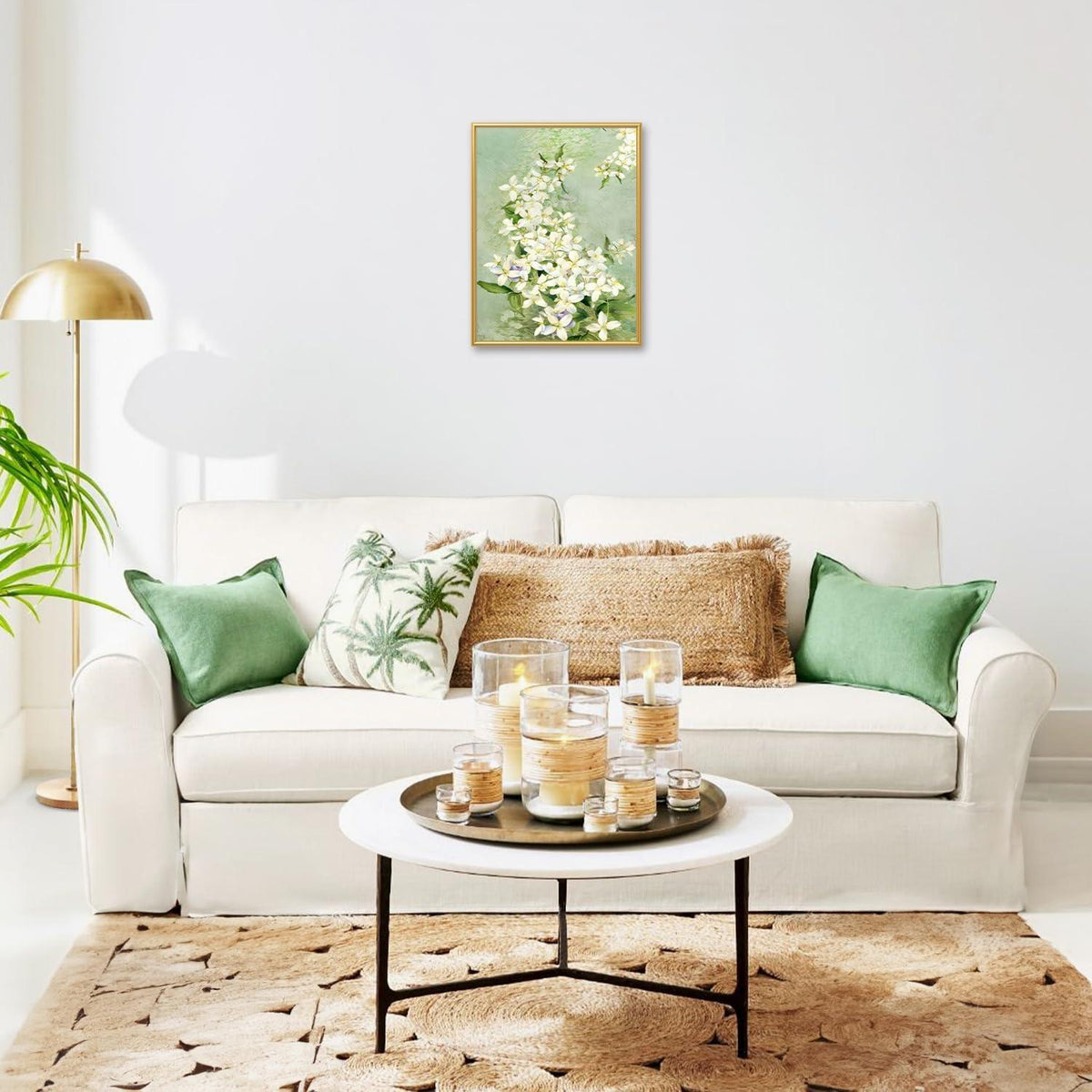 Blumen Wanddekoration Poster Grüne Botanische Leinwand Schlafzimmer