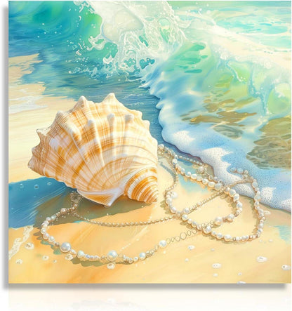 Strand Muschel Leinwand Poster Moderne Welle Wanddekoration 14x14