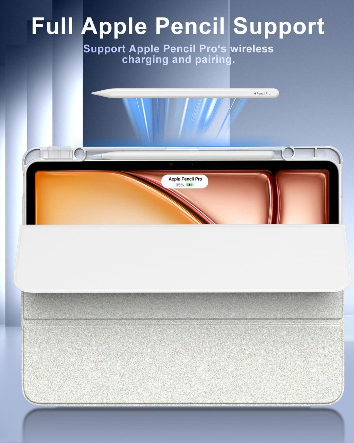 Hülle für iPad Air 13 Zoll 2024 Stifthalter Schutzhülle Transparent White