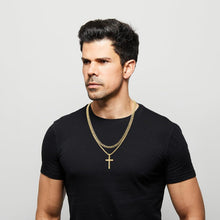 Herren Edelstahl Kreuzkette Silber Gold Schwarz Kubanische