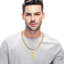 Herren Kreuzkette Edelstahl Schwarz/Gold 50cm Layered