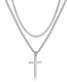 Kreuzkette Edelstahl Silber/Gold/Schwarz Layered Schmuck