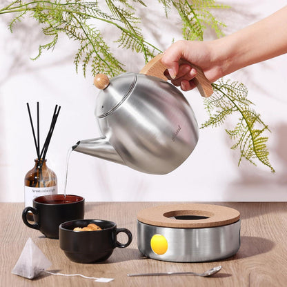 Edelstahl Teekanne 1200ml mit Stövchen & Sieb