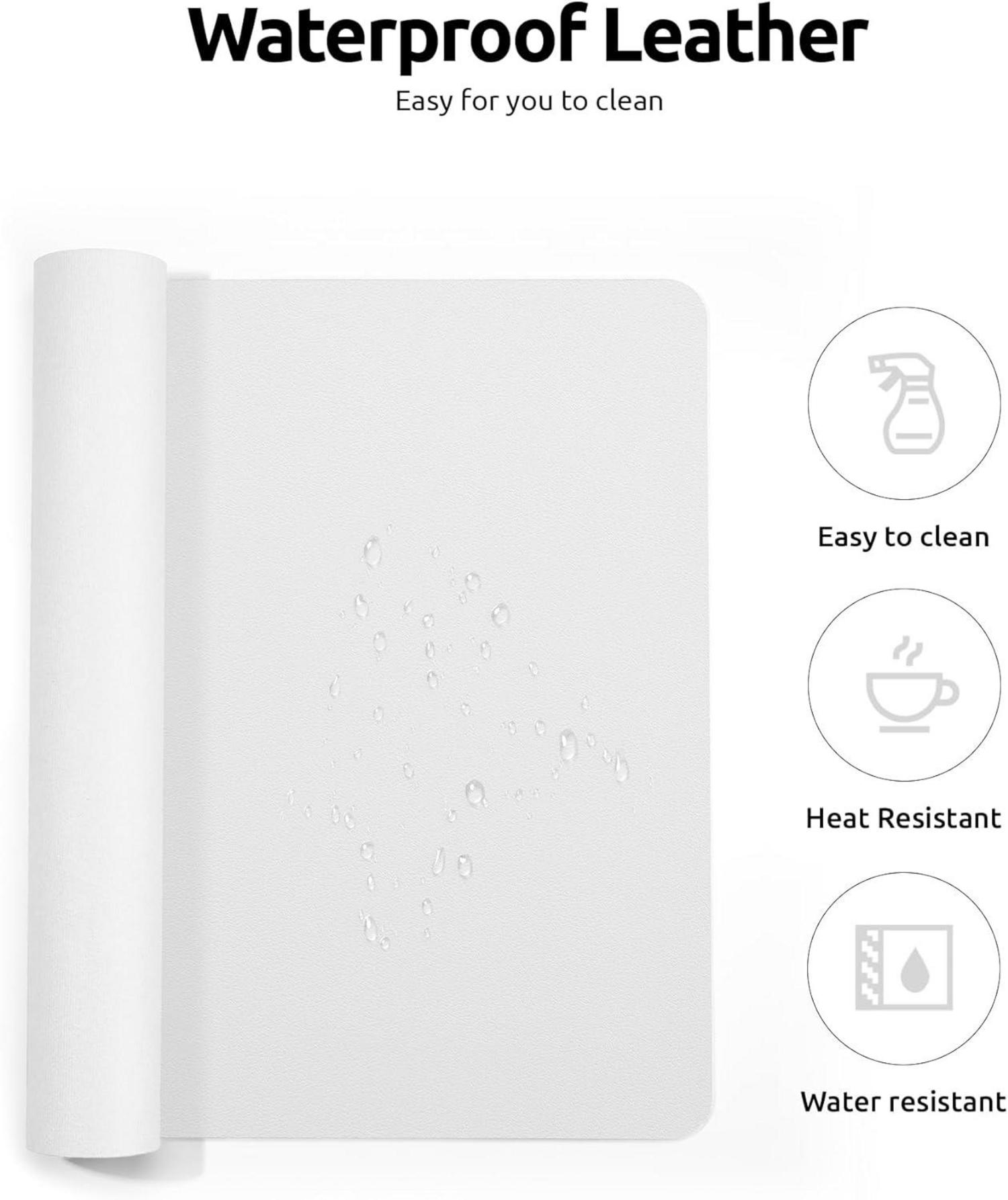 YSAGi Schreibtischunterlage Premium Leder Mauspad XXL White 80x40cm