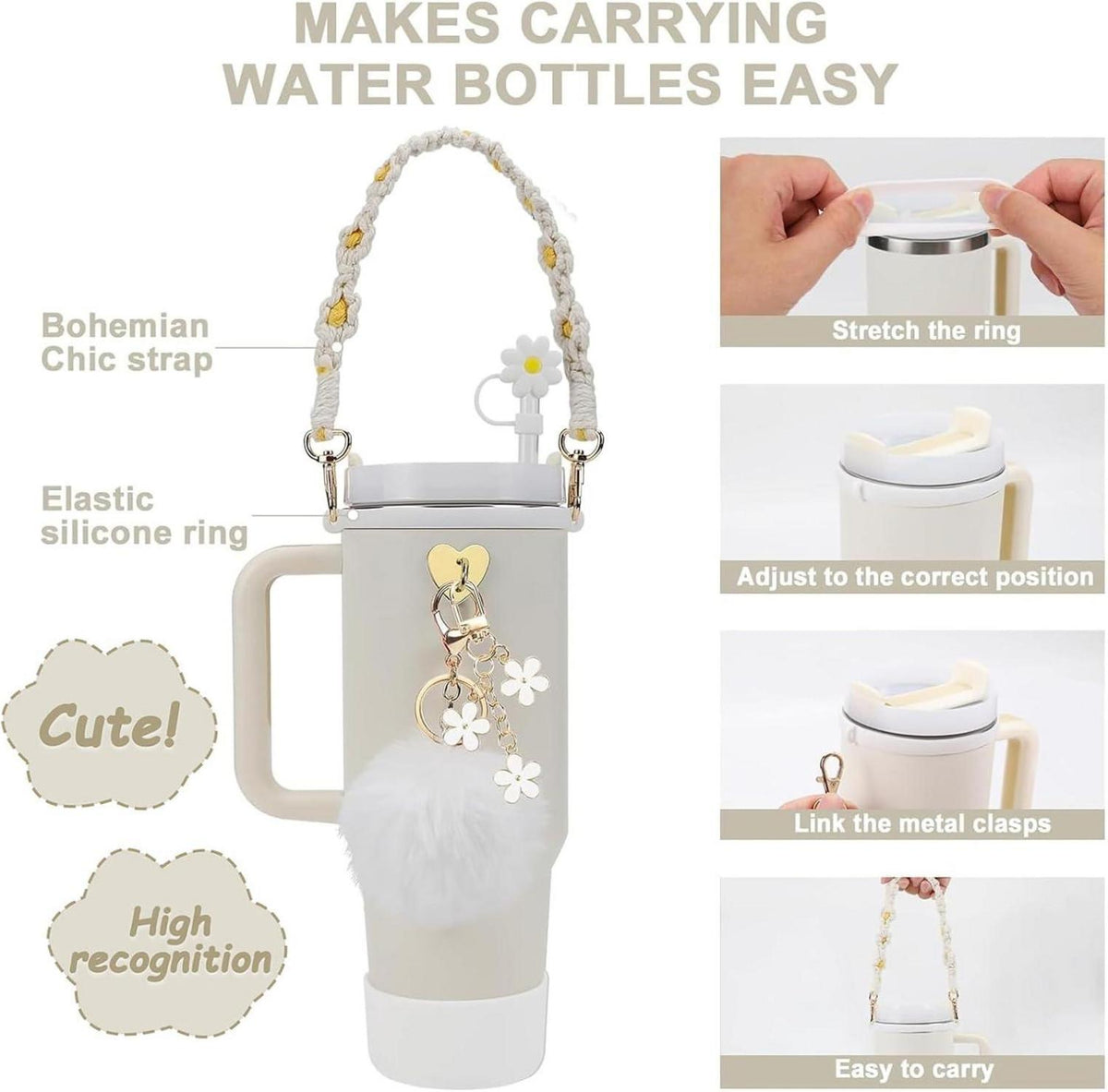 Stanley Cup Zubehör Set - Wasserflasche Trageband Hülle