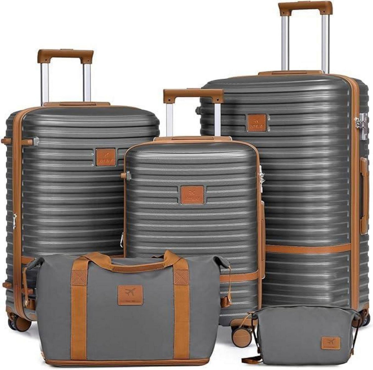 4 tlg Kofferset ABS Hartschalen Reisekoffer Handgepäck Set TSA Grey