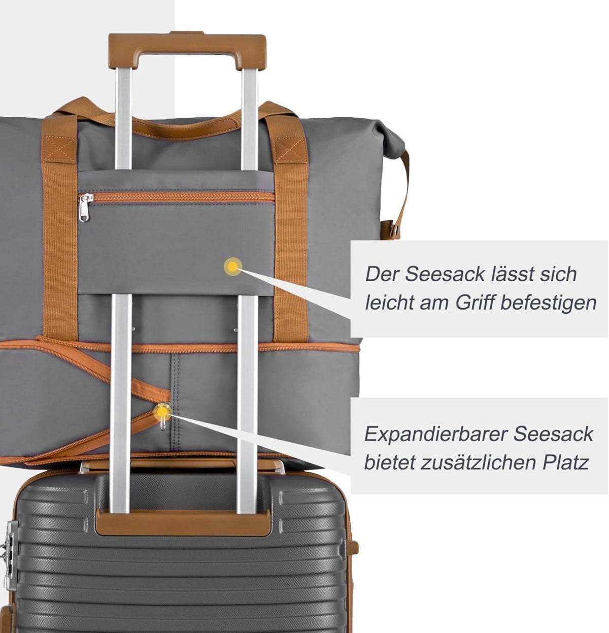 Joyway Koffer Set ABS Hartschalen Trolley 4 Rollen TSA Schloss 5tlg Gray/Brown