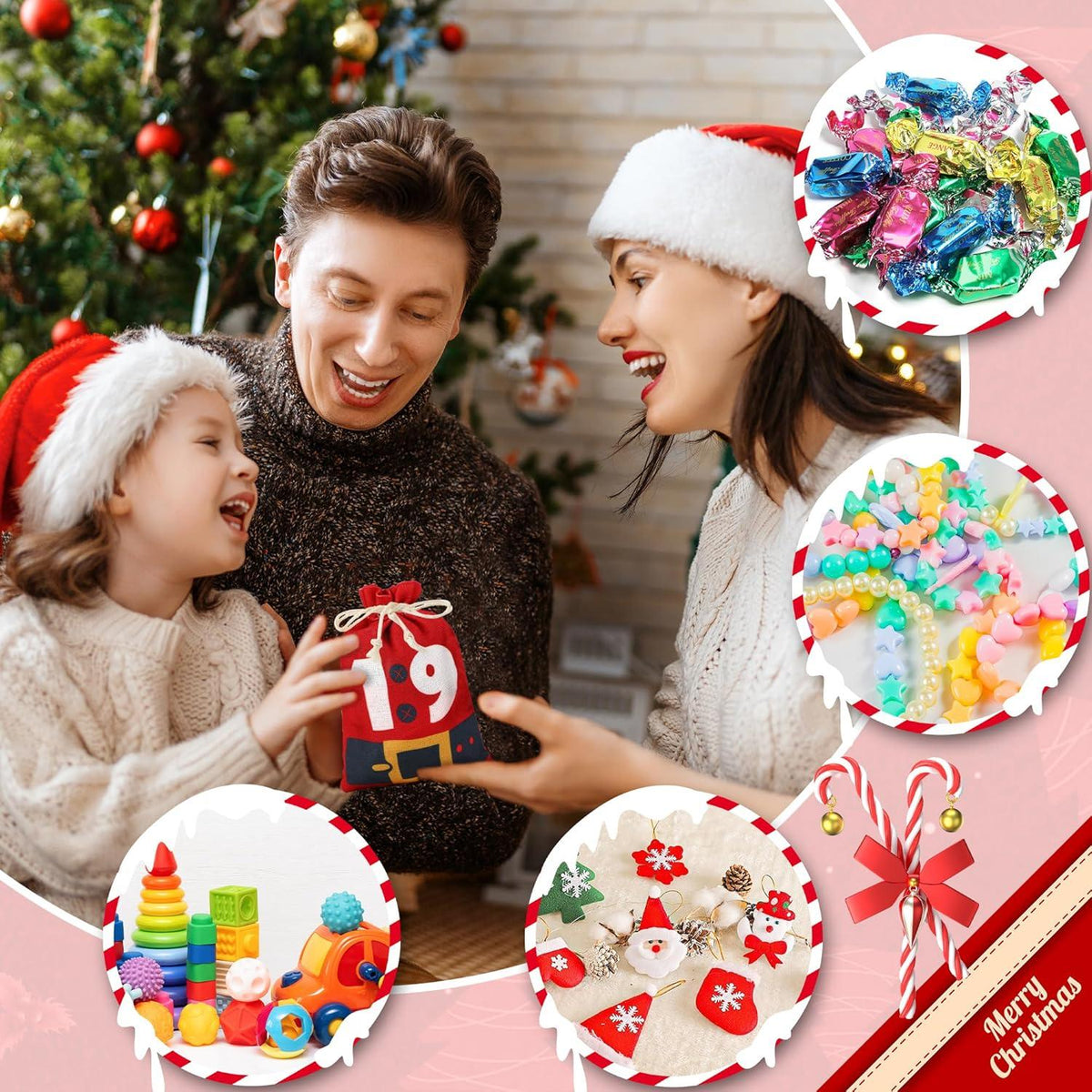 SINSOM Adventskalender Stoff Befüllen Kinder Weihnachtskalender