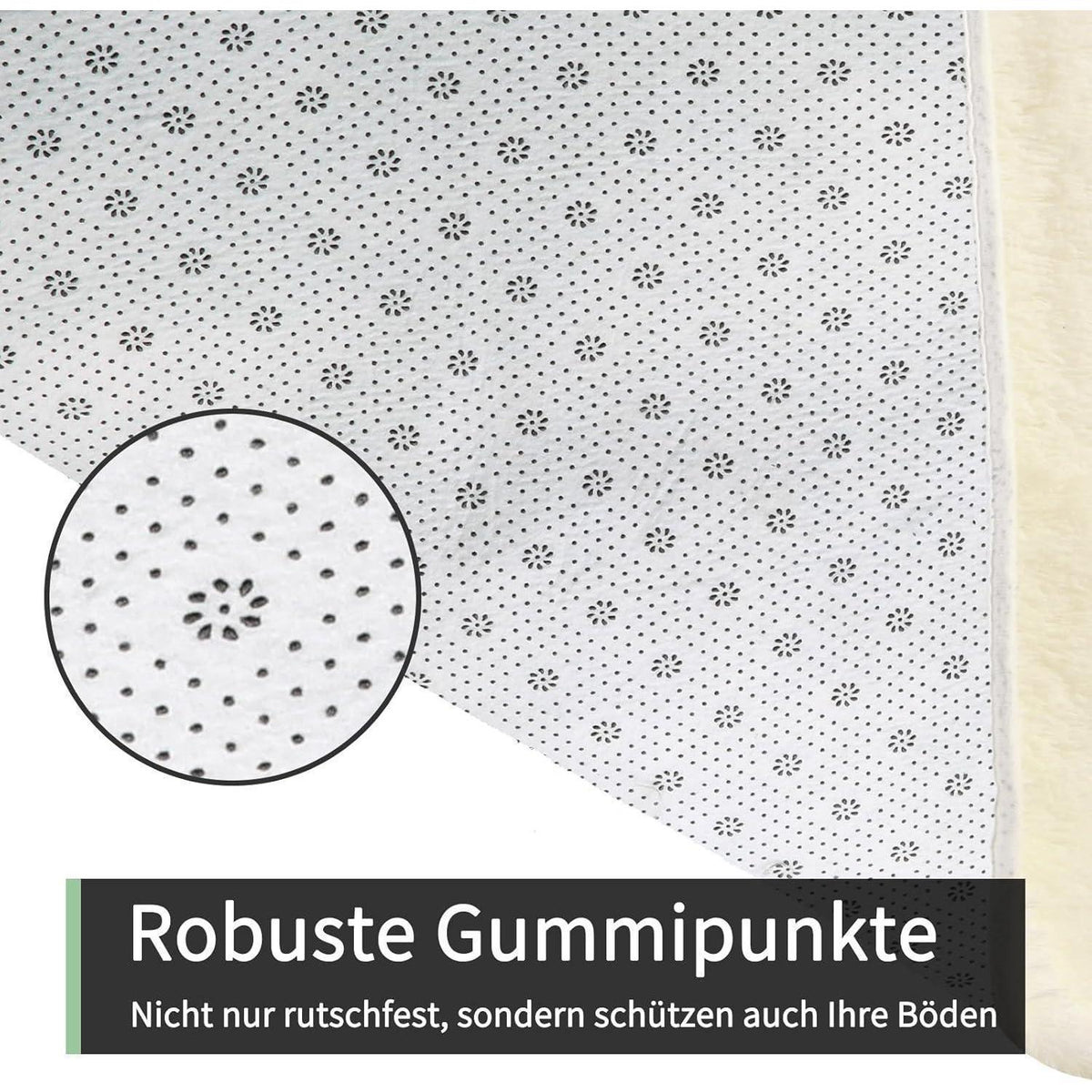 Hochflor Teppich Creme 275x370 – Flauschiger Wohnzimmerteppich Anti-Rutsch