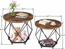 Runder Couchtisch-Set 2er, Klein, Beistelltisch, Nachttisch