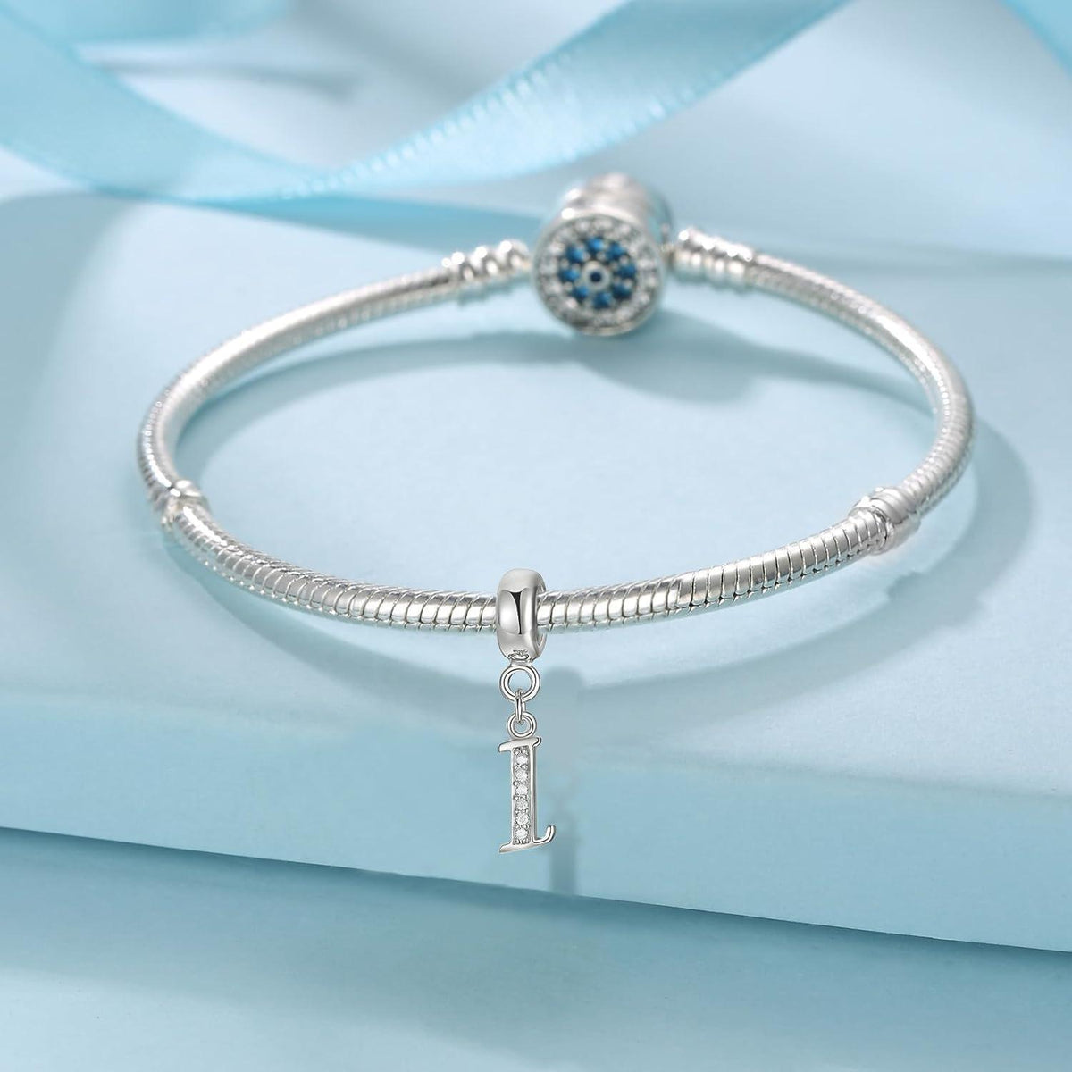 925 Sterling Silber Initial Charm Anhänger für Damen, Buchstabe A-Z