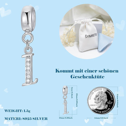 925 Sterling Silber Initial Charm Anhänger für Damen, Buchstabe A-Z