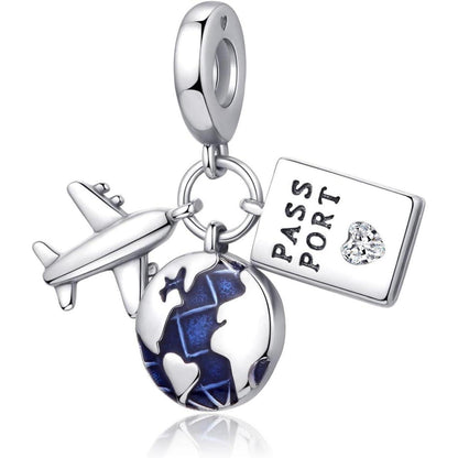 925 Sterling Silber Charm Anhänger Schmetterling Herz Zirkonia