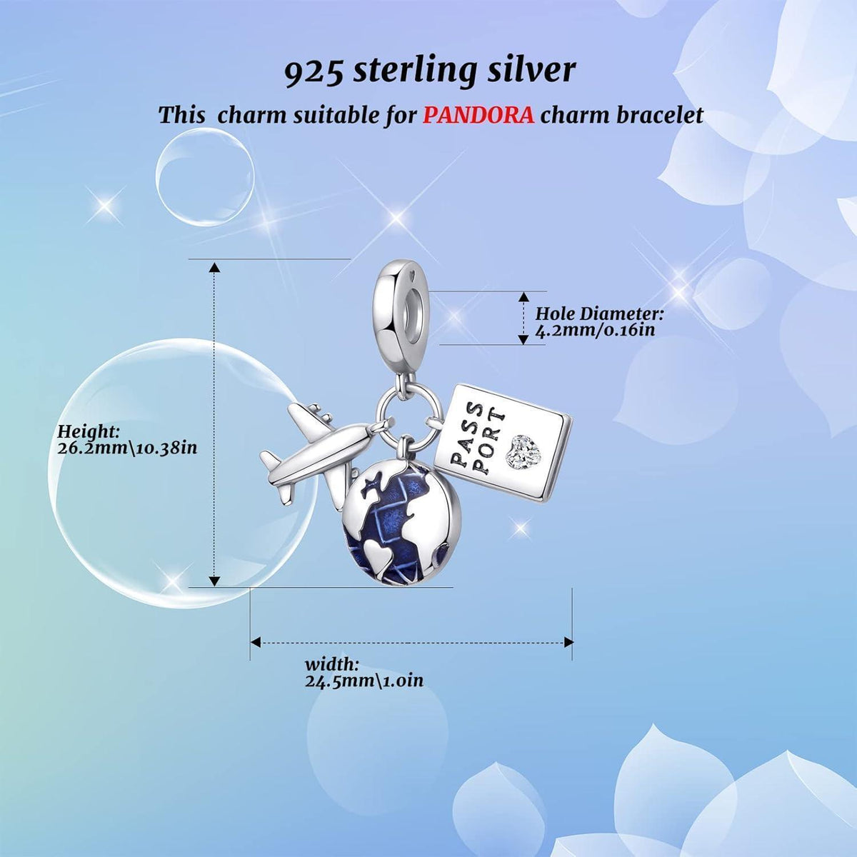925 Sterling Silber Charm Anhänger Schmetterling Herz Zirkonia