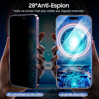 Panzerfolie iPhone Sichtschutz 9H Bruchsicher Spy 2 Stück Schwarz