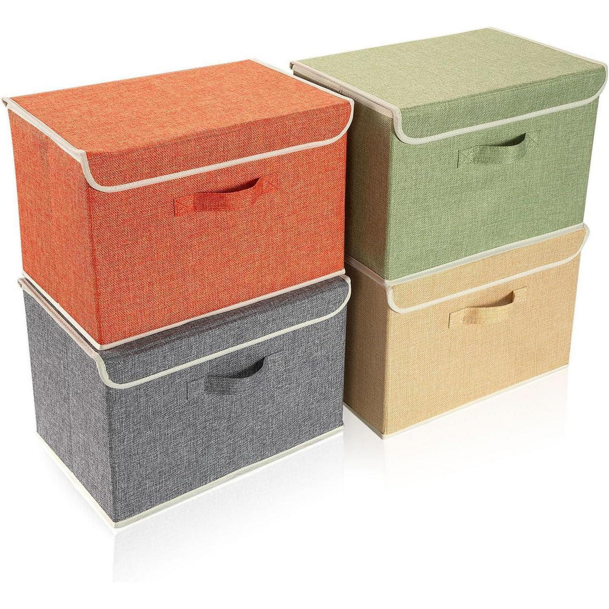 Aufbewahrungsboxen mit Deckel & Griff, 4er-Set, 38x25x25 cm