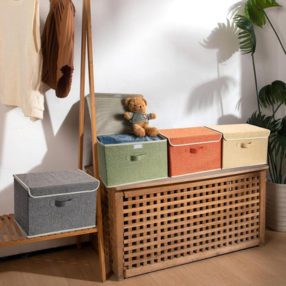 Aufbewahrungsboxen mit Deckel & Griff, 4er-Set, 38x25x25 cm