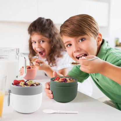 Müslibecher to go Kinder Snackboxen Müsli Porridge Becher Lunchboxen