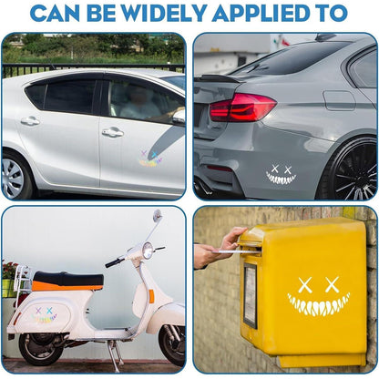 2x Reflektierende Dämon Smile Aufkleber für Auto, Motorrad & Helm