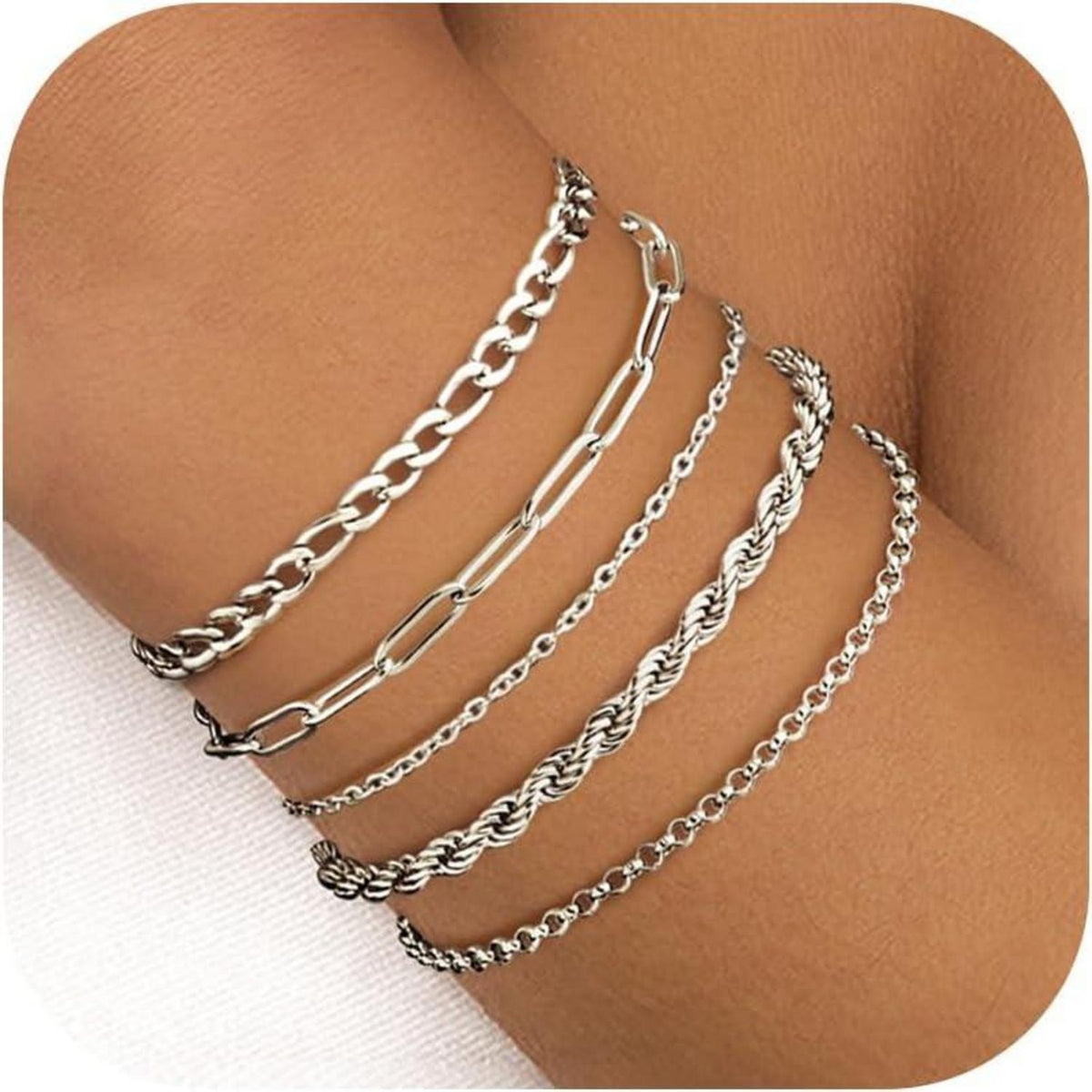 Armband Damen Gold 14 Karat Vergoldet Figaro Perlen Ketten