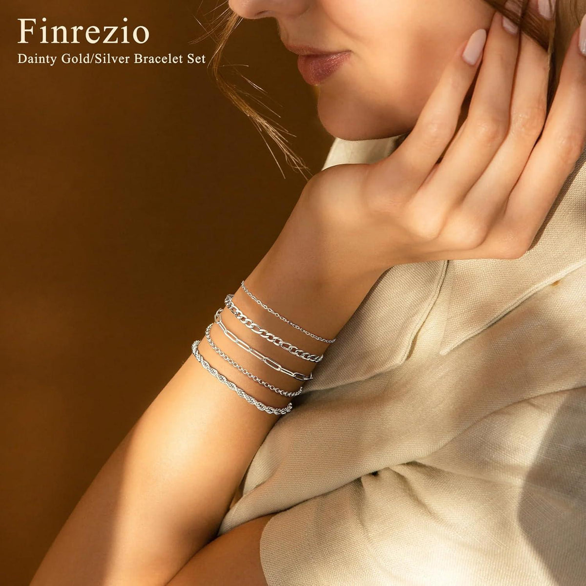 Gold Armband Set Damen - 14 Karat Vergoldet - Verstellbar