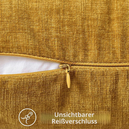 2er Set Chenille Kissenbezüge Goldgelb 30x50 cm
